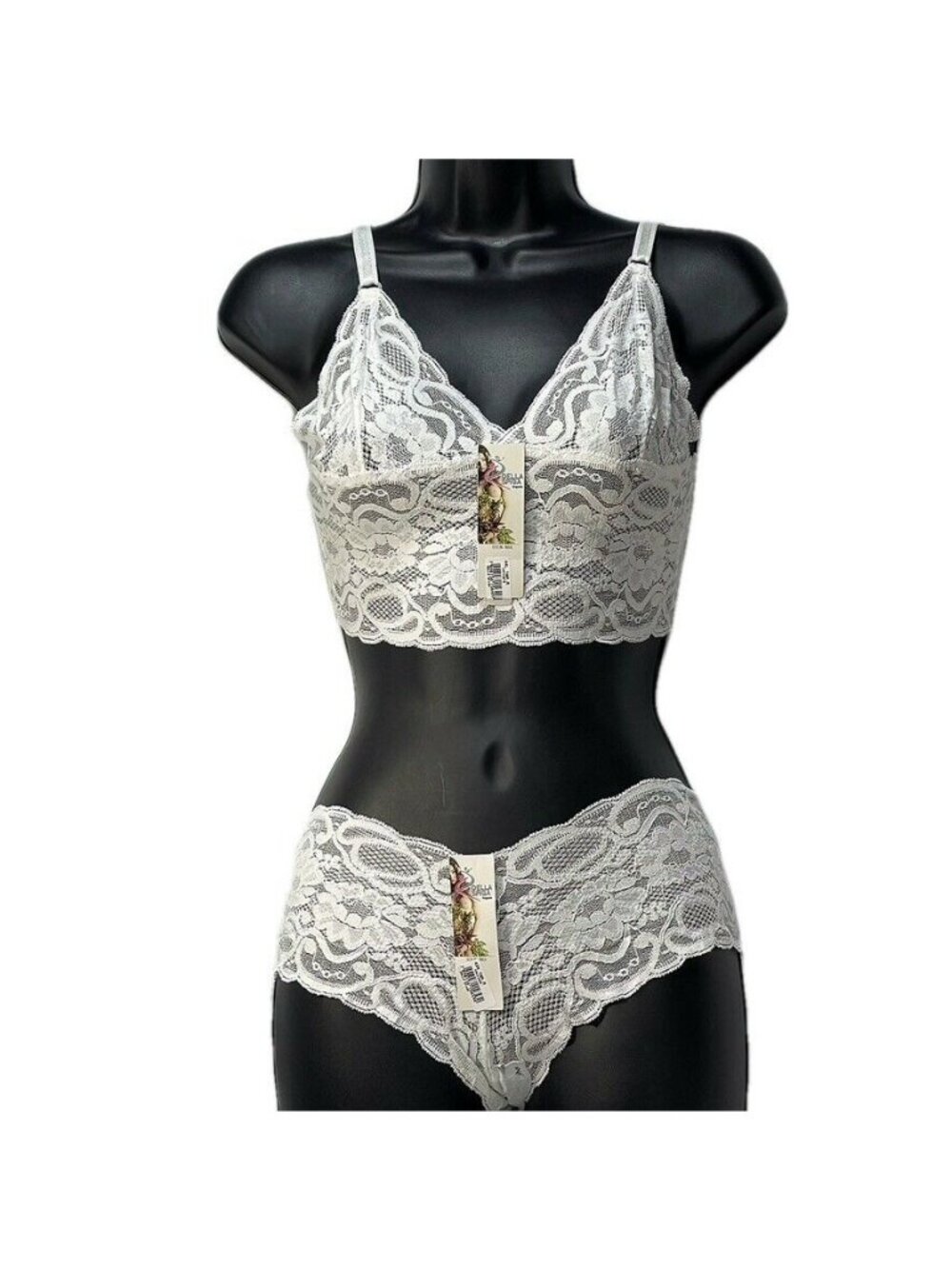 Della Spiga Lace Bralette & Panty Set White Lingerie